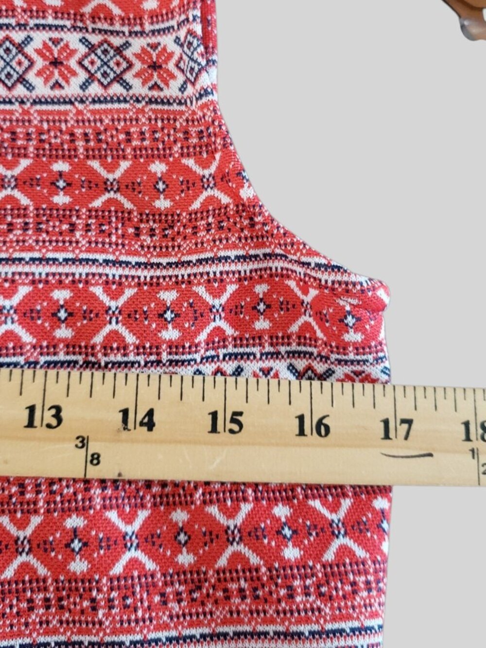 Nardis Of Dallas Vtg Red Sleeveless Shift Dress W/Geometric Pattern Small - Picture 6 of 9